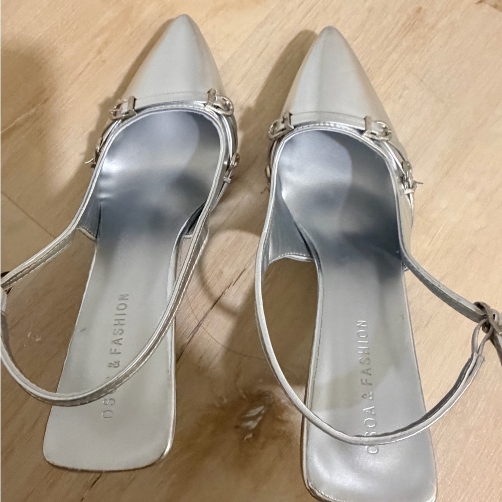 Silver Women's Slingback Shoes